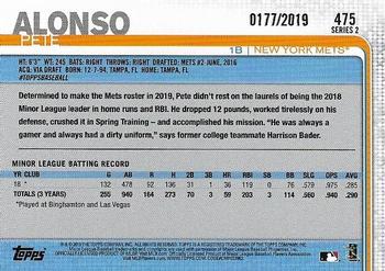 2019 Topps - Gold #475 Pete Alonso Back