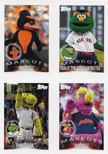 2019 Topps Stickers #17 / 20 / 27 / 30 Oriole Bird / Wally The Green Monster / Southpaw / Slider Front