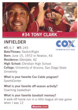 2007 Cox Communications Arizona Diamondbacks #NNO Tony Clark Back