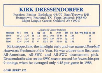 1992 Leesley Texas Longhorns #NNO Kirk Dressendorfer Back