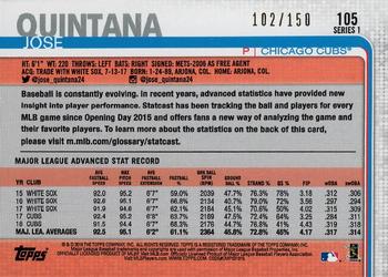 2019 Topps - Advanced Stat #105 Jose Quintana Back