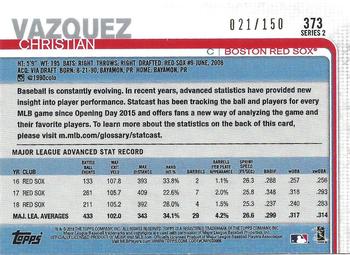 2019 Topps - Advanced Stat #373 Christian Vazquez Back