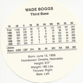 1990 Cadaco Discs #NNO Wade Boggs Back