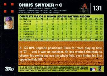 2007 Topps #131 Chris Snyder Back
