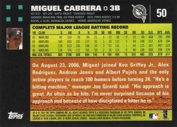 2007 Topps #50 Miguel Cabrera Back