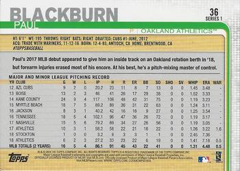 2019 Topps - Yellow #36 Paul Blackburn Back