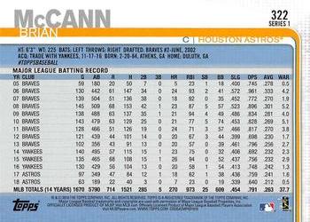 2019 Topps - Yellow #322 Brian McCann Back