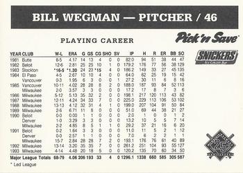 1994 Milwaukee Brewers Police - Waukesha Co. Sheriff's Office Pick N Save #NNO Bill Wegman Back