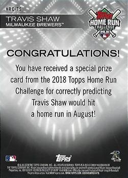 2018 Topps - Home Run Challenge Winners August (Gray) #HRC-TS Travis Shaw Back