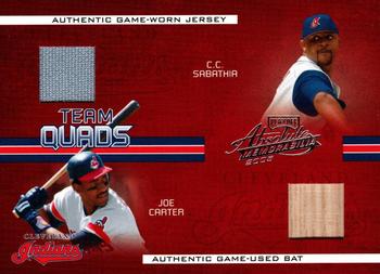 2005 Playoff Absolute Memorabilia - Team Quads Swatch Single #TQ-37 Joe Carter / Sean Casey / Russell Branyan / CC Sabathia Front