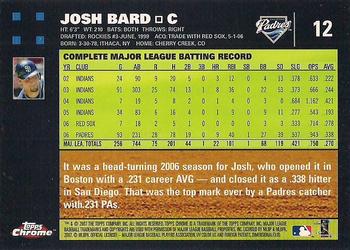 2007 Topps Chrome #12 Josh Bard Back