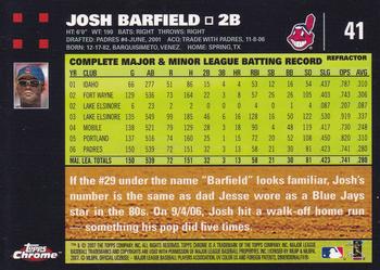 2007 Topps Chrome #41 Josh Barfield Back