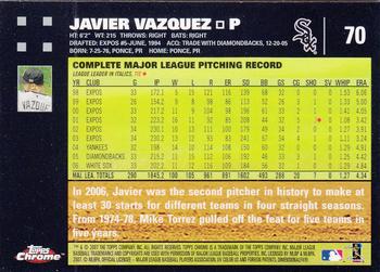 2007 Topps Chrome #70 Javier Vazquez Back