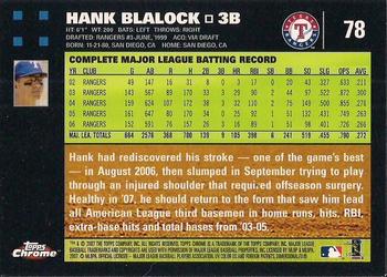 2007 Topps Chrome #78 Hank Blalock Back