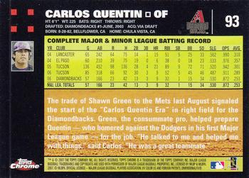 2007 Topps Chrome #93 Carlos Quentin Back