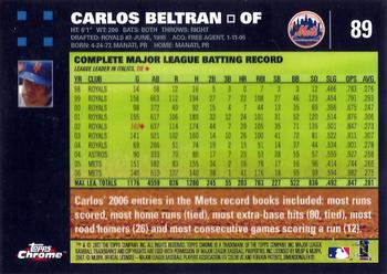 2007 Topps Chrome #89 Carlos Beltran Back