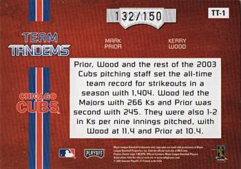 2005 Playoff Absolute Memorabilia - Team Tandems Spectrum #TT-1 Mark Prior / Kerry Wood Back