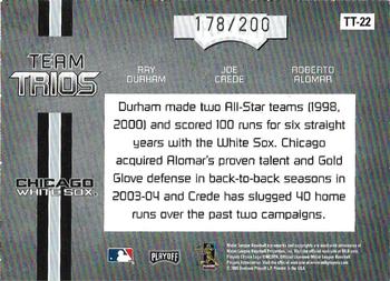 2005 Playoff Absolute Memorabilia - Team Trios #TT-22 Ray Durham / Joe Crede / Roberto Alomar Back