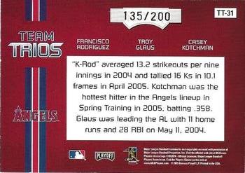 2005 Playoff Absolute Memorabilia - Team Trios #TT-31 Francisco Rodriguez  / Troy Glaus / Casey Kotchman Back