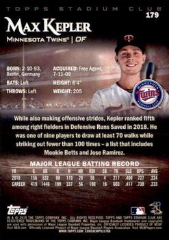 2019 Stadium Club #179 Max Kepler Back