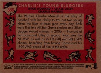 2007 Topps Heritage #386 Charlie's Young Sluggers (Ryan Howard / Charlie Manuel / Chase Utley) Back