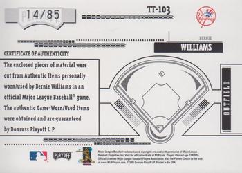 2005 Playoff Absolute Memorabilia - Tools of the Trade Swatch Double #TT-103 Bernie Williams Back