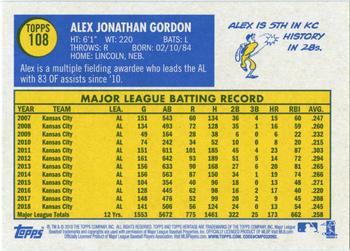 2019 Topps Heritage - Black Border #108 Alex Gordon Back