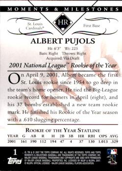 2007 Topps Moments & Milestones #1-23 Albert Pujols Back