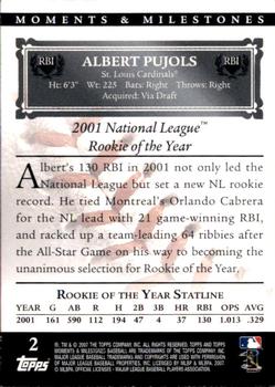 2007 Topps Moments & Milestones #2-25 Albert Pujols Back