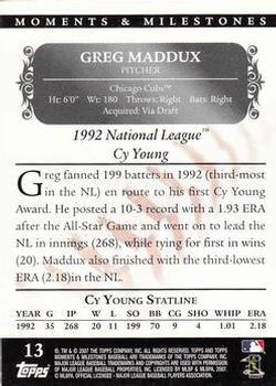 2007 Topps Moments & Milestones #13-27 Greg Maddux Back