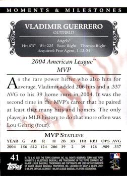 2007 Topps Moments & Milestones #41-38 Vladimir Guerrero Back