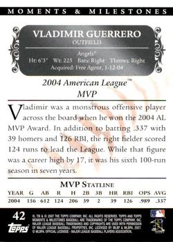 2007 Topps Moments & Milestones #42-11 Vladimir Guerrero Back