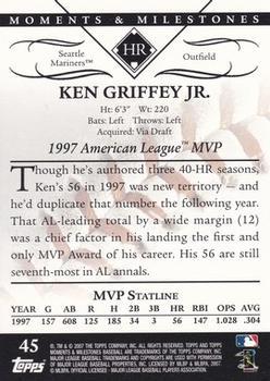 2007 Topps Moments & Milestones #45-20 Ken Griffey Jr. Back