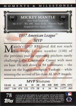 2007 Topps Moments & Milestones #78-23 Mickey Mantle Back
