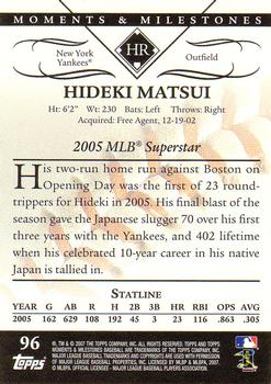 2007 Topps Moments & Milestones #96-1 Hideki Matsui Back