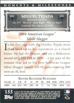 2007 Topps Moments & Milestones #155-13 Miguel Tejada Back