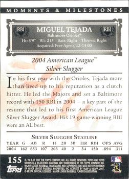 2007 Topps Moments & Milestones #155-25 Miguel Tejada Back