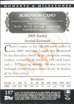 2007 Topps Moments & Milestones #157-33 Robinson Cano Back