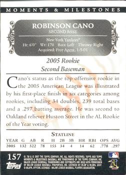 2007 Topps Moments & Milestones #157-34 Robinson Cano Back