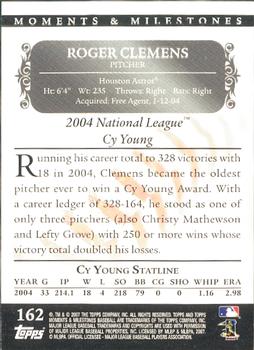 2007 Topps Moments & Milestones #162-48 Roger Clemens Back