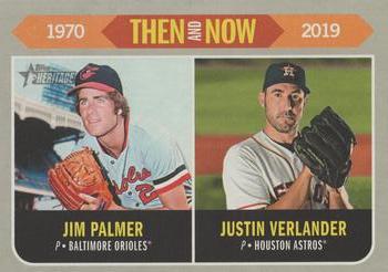2019 Topps Heritage - Then and Now #TN-12 Jim Palmer / Justin Verlander Front