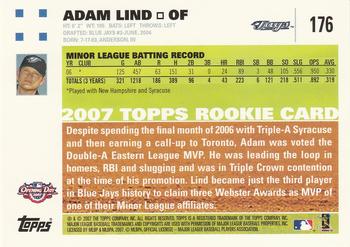 2007 Topps Opening Day #176 Adam Lind Back