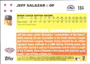 2007 Topps Opening Day #184 Jeff Salazar Back