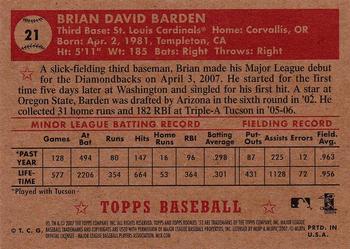 2007 Topps Rookie 1952 Edition #21 Brian Barden Back