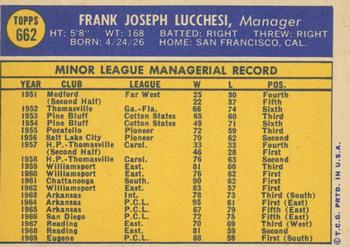 2019 Topps Heritage - 50th Anniversary Buybacks #662 Frank Lucchesi Back