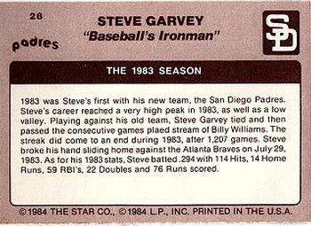 1984 Star Steve Garvey - Separated #28 Steve Garvey Back