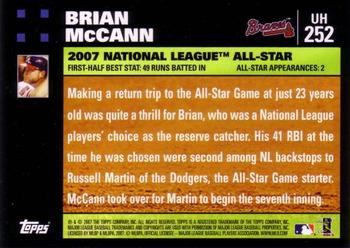 2007 Topps Updates & Highlights #UH252 Brian McCann Back