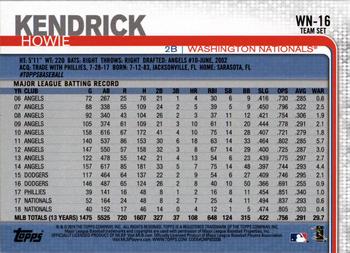 2019 Topps Washington Nationals #WN-16 Howie Kendrick Back