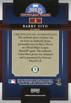 2005 Playoff Prestige - MLB Game-Worn Jersey Collection #4 Barry Zito Back