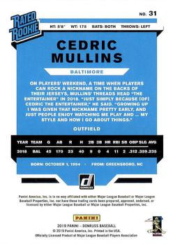 2019 Donruss - Independence Day #31 Cedric Mullins Back